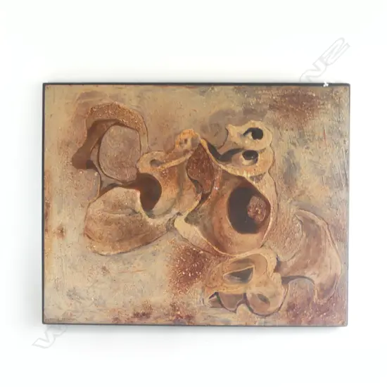 MODERN OIL BEACH ROCKS SIGNED NANCY PARKER H380 W490MM