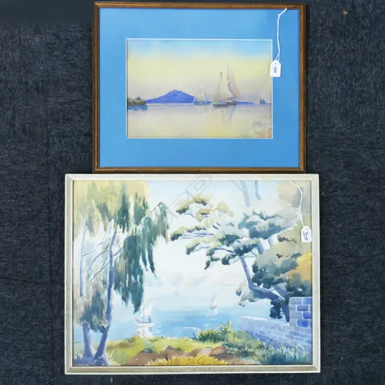 TWO YACHTING WATERCOLOURS; J.COLLIER 1925, RANGITOTO CHANNEL, SIGNED & DATED (200 x 300mm) & LAKE SCENE (410 x 510mm)