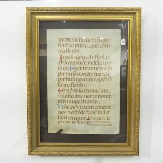 ANTIQUE FRAMED RELIGIOUS PARCHMENT 600x420mm