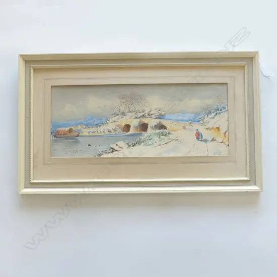 H.WILKINSON, VILLAGE, WATERCOLOUR, SIGNED & DATED 1869, 190X460mm