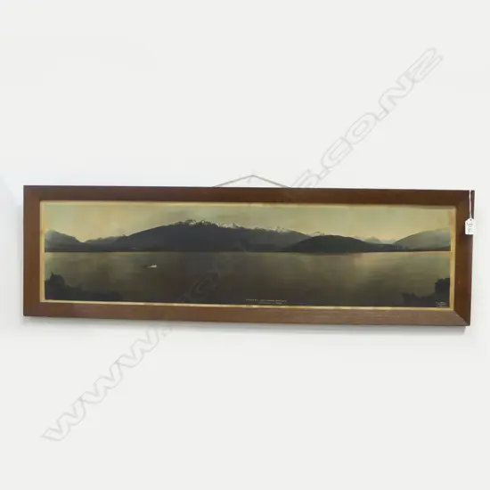 VINTAGE LANDSCAPE PRINT, GLENHU BAY LAKE WANAKA 240x965mm