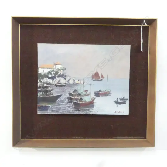 GARNET FISHING BOATS IN HONG KONG OIL ON BOARD, 710 X 540mm