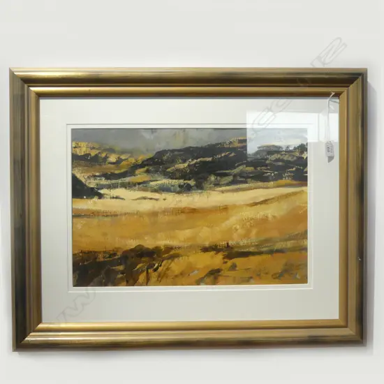 RUSSELL HOLLINGS 'DRY TERRAIN OPHIR' GOUACHE & INK 1993-1994 signed. Labelled verso 