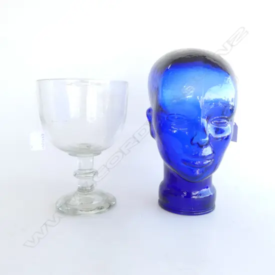 VICT LARGE GLASS RUMMER H230MM CHIP TO STEM & BLUE GLASS  HEAD H300MM