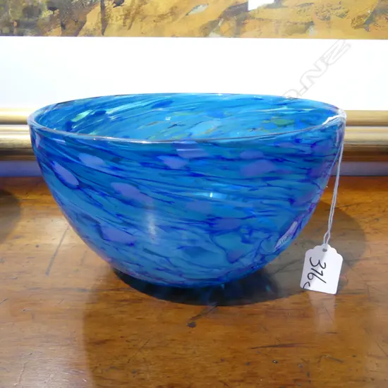 BLUE GARRY NASH BOWL, SIGNED & DATED '07 H.120mm, 210mm dia