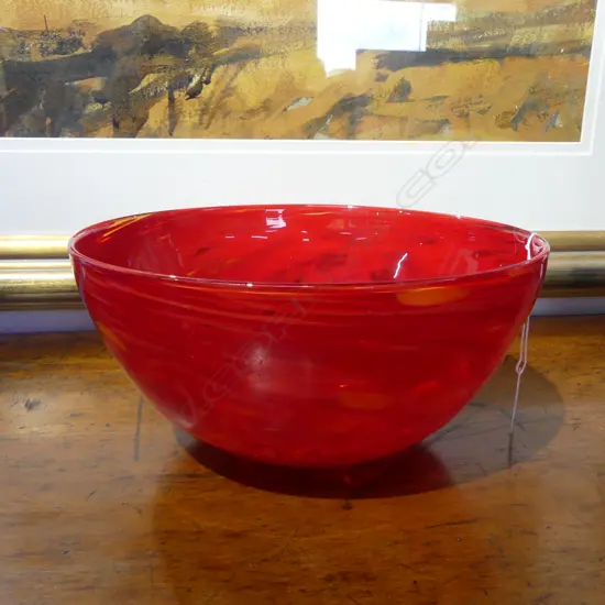 RED GARRY NASH BOWL, SIGNED & DATED '07 H.120mm, 255mm dia