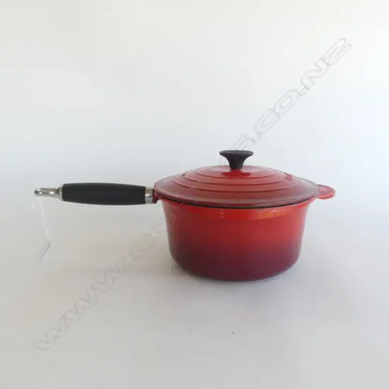 LE CREUSET RED ENAMELLED CAST IRON PAN 220m dia - SOME WEAR
