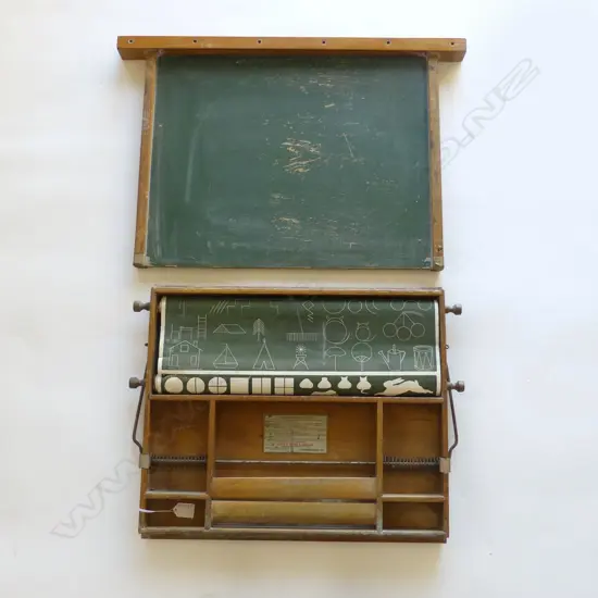 early 20thC AMERICAN  OAK SCHOOL LEARNING ROLLER BOARD H420MM W520MM