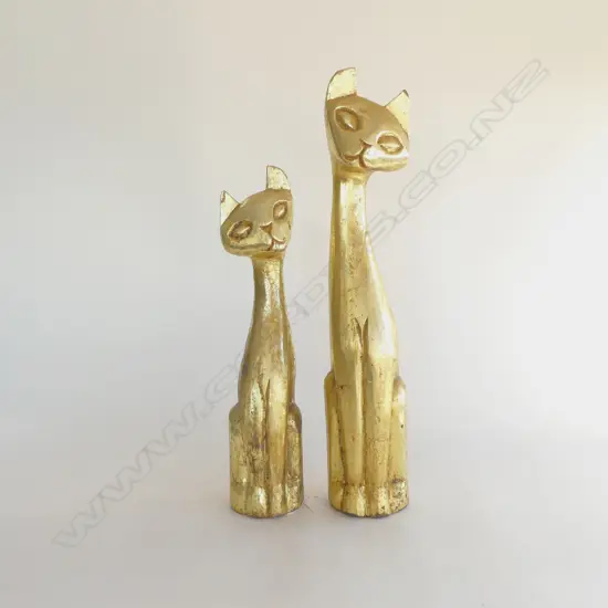 PR GILDED CARVED WOODEN CATS H.500. 400mm
