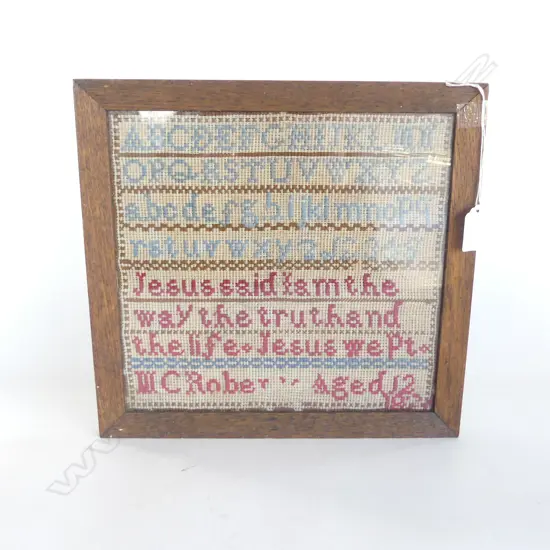 FRAMED 19thC SAMPLER 250x270mm