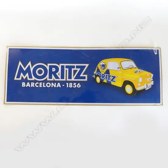 VINTAGE 'MORITZ BARCELONA' TIN SIGN 225x600mm