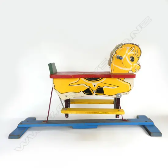VINTAGE WOODEN ROCKING HORSE L.855mm