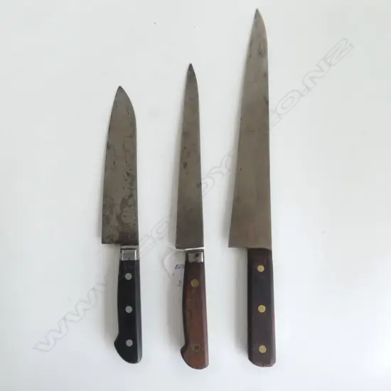 3 VINTAGE JAPANESE CHEF KNIVES