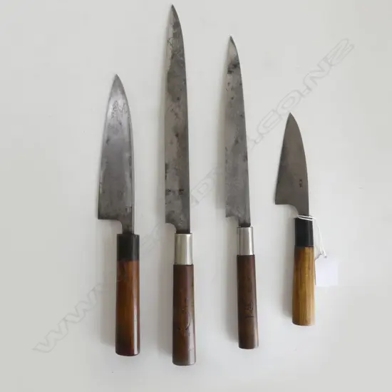 4 VINTAGE JAPANESE CHEF KNIVES