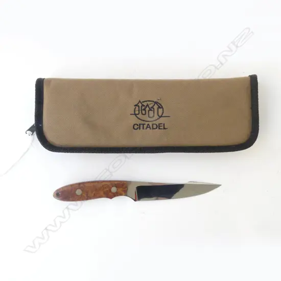 SIGNED KNIFE w. BURR HANDLE L.240mm