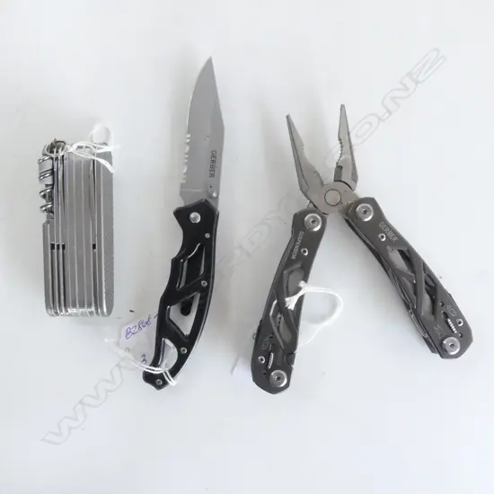 CUSTOM VICTORINOX SWISS CHAMP KNIFE - TITANIUM SCALE FINISH & GERBER MULTITOOL & KNIFE