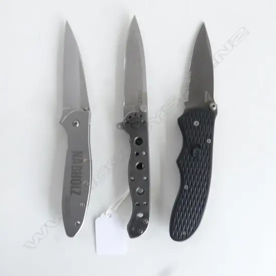 3 POCKET KNIVES - GERBER, KERSHAW, CRKT