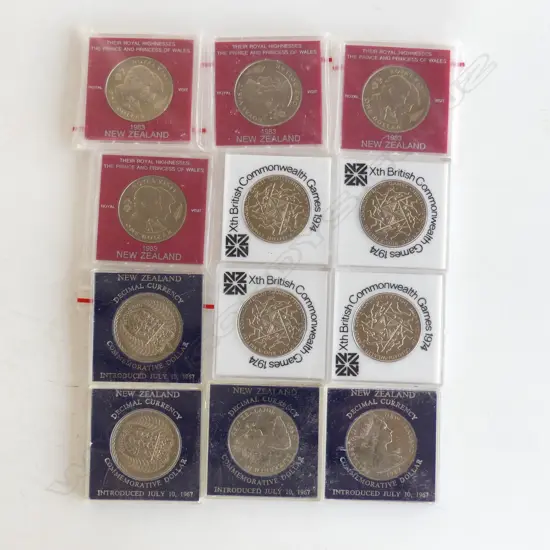 12 NZ UNC DOLLAR COINS in cases 1960/70/80's