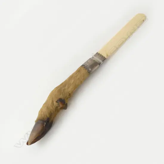  IVORY & DEER FOOT PAGE TURNER WITH SILVER COLLAR L420MM