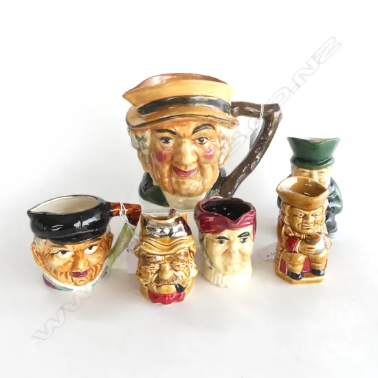 6 VARIOUS SIZED TOBY JUGS