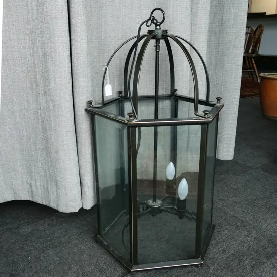 LG OCTAGONAL 4 LIGHT BLACK METAL LANTERN H.800mm