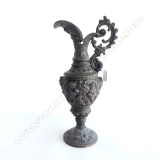 SPELTER TALL URE IMBOSED CHERUBS H390MM