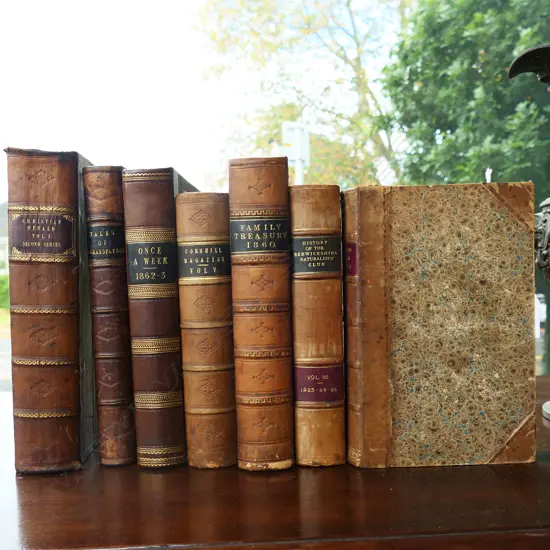 7 VOLUMES VICT LEATHER BOUND BOOKS VARIOUS TITLES