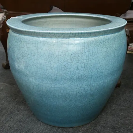 LG BLUE CRACKLE GLAZE PLANTER POT H.460mm, 540mm dia