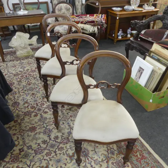 4 VICTORIAN STYLE BALLOON BACK DINING CHAIRS
