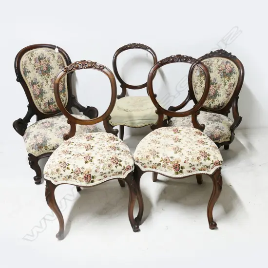 VICTORIAN GRANDFATHER & GRANDMOTHER CHAIRS + 3 BALLOON BACKS
