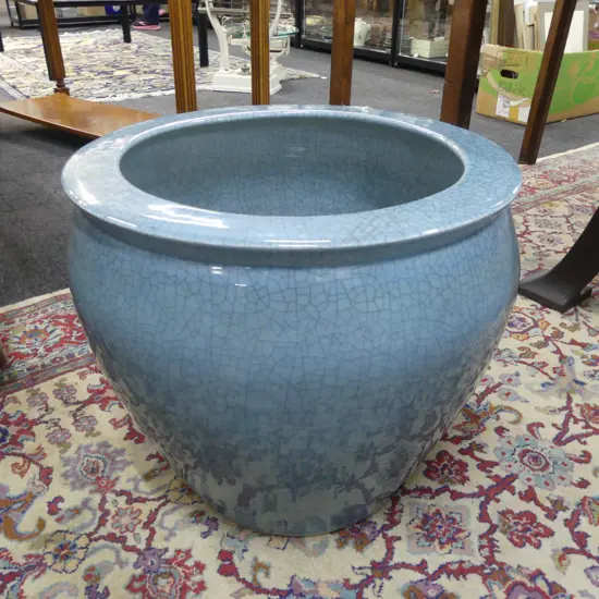 LG BLUE CRACKLE GLAZE PLANTER POT H.420mm, 470mm dia