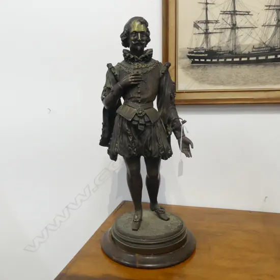 VICTORIAN BRONZE FIGURE; ELIZABETHAN MAN H.500mm
