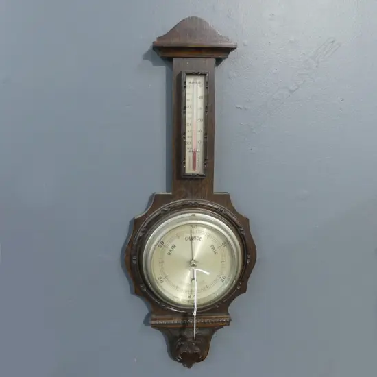 VINTAGE OAK WALL BAROMETER H.550mm