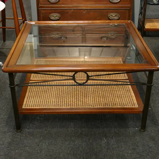 MODERN GLASS TOPPED COFFEE TABLE 900x900x470mm