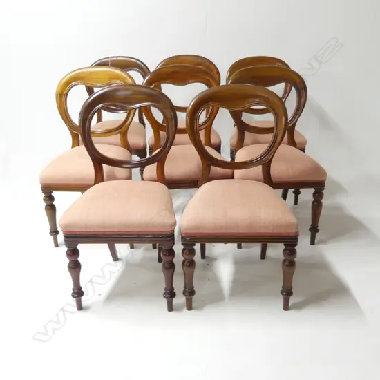 SET OF 8 VICTORIAN MAHOGANY DINING CHAIRS appear solid & in good condition