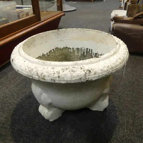 WHITE PAINTED CONCRETE PLANTER H.280mm, 400mm dia