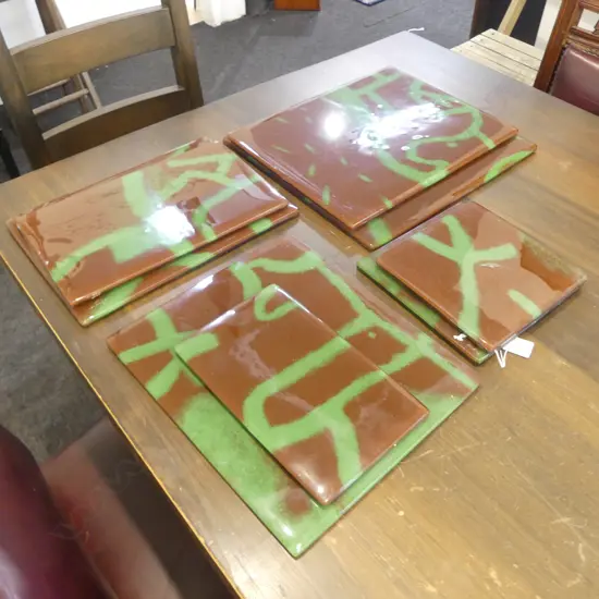 KENT LA RUE (CANADIAN) 'STREETS OF MISSION BAY' ART GLASS TILES, 1968, 300x300 to 150x150mm