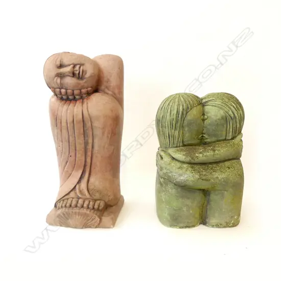 CONCRETE RESTING BUDDHA STATUE + BEST FRIENDS STATUE H350-450MM