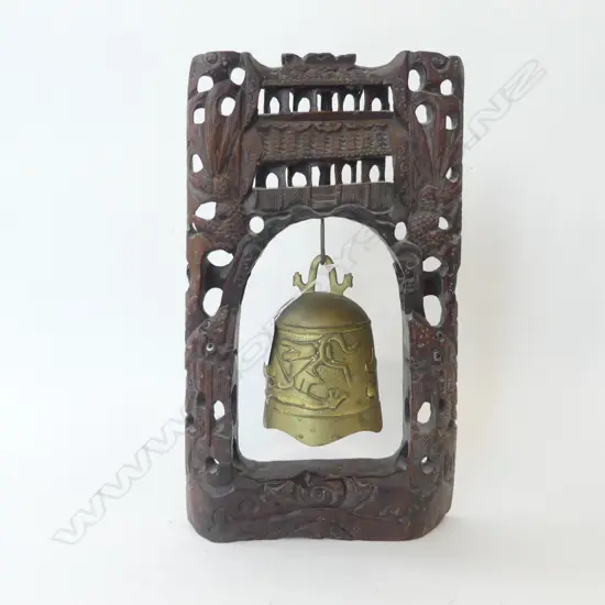 BELL IN CARVED WOODEN FRAME