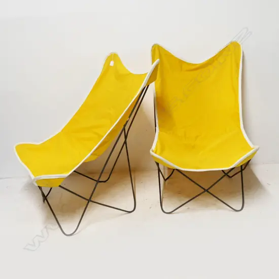 PR YELLOW CANVAS BUTTERFLY CHAIRS (John Crichton attributed)