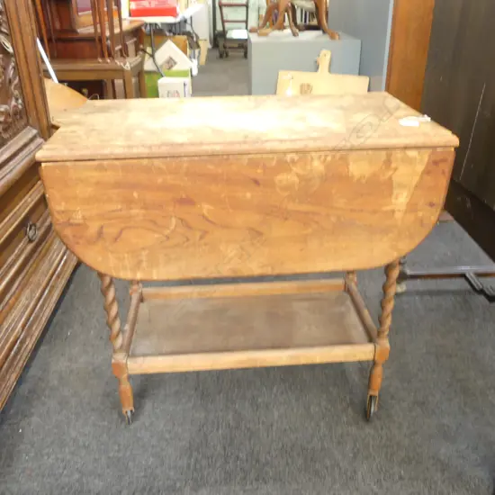 OAK DROP SIDE TROLLEY TABLE