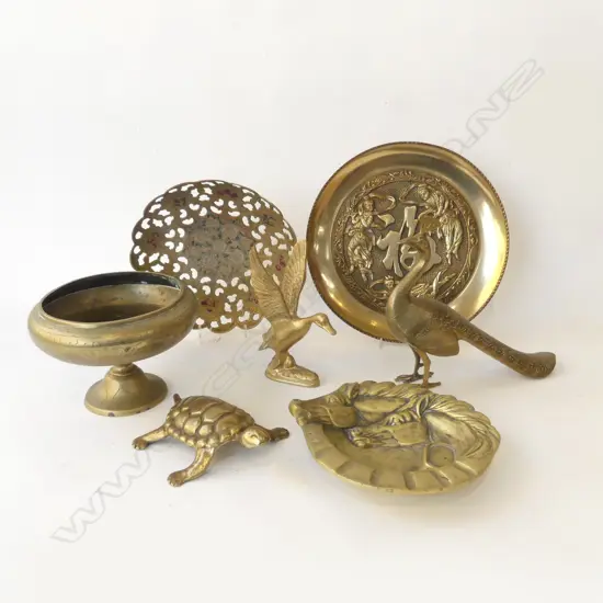 7 ASST BRASS ANIMALS + BOWLS ETC