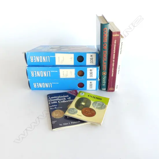 3 NEW LINDNER COIN ALBUMS & 5 BOOKS COIN COLLECTING