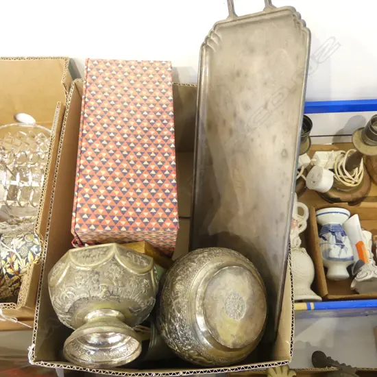 ASST. EP, ETHNIC METAL BOWLS, 2 ORIENTAL EGGSHELL PORCELAIN BOWLS, BOXED (1 w. HAIRLINE) ETC