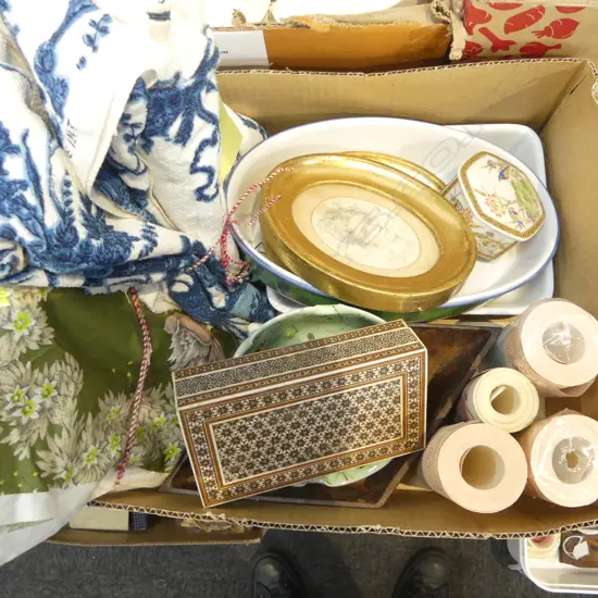 ASST. FABRIC, INLAID BOX, CERAMICS ETC