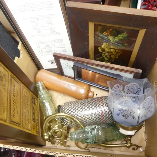 ASST. ART, LIGHT FITTING, 2 CODD BOTTLES, SYPHON ETC