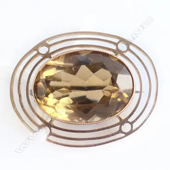 9CT CITRINE BROOCH 6.5gms faulted