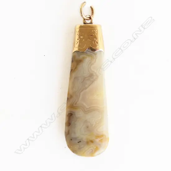 COLONIAL 15ct AGATE PENDANT L.50mm