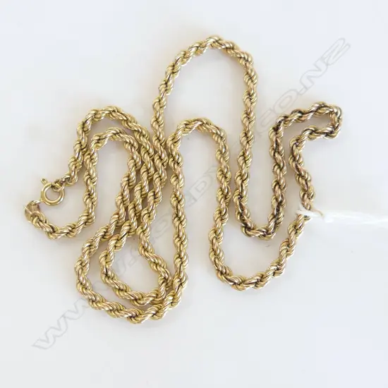 9ct YELLOW GOLD ROPE TWIST NECKCHAIN L.540mm 8.7gms