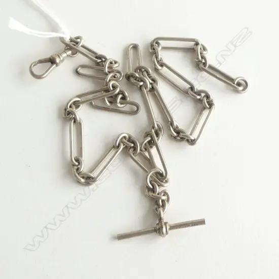 SILVER RAIL LINK ALBERT CHAIN with T-bar L.420mm